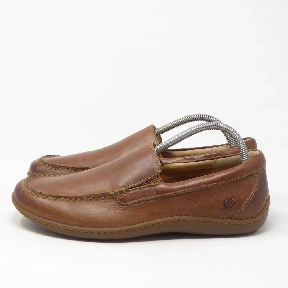 Born Brompton II Mens Loafers Brown Leather Slip On Driving Mocs 8M